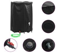 vidaXL Water Tank - Foldable PVC Water Storage 1350 L with Tap & Mesh Cover, Black
