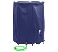 vidaXL - Foldable Water Tank 1350L with Tap & Outlet Valve, Durable PVC Blue Rainwater Storage Container with Mesh Cover