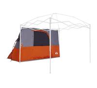 vidaXL Waterproof 4 Person Camping Tent Grey Orange Polyester with Breathable Zipper, Durable Design with Ground Anchors, Easy Setup for Hiking Shelter in