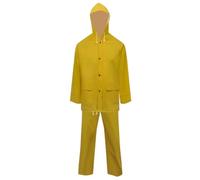 vidaXL Waterproof Heavy-duty Rain Suit Yellow L with Hood & Bib Overalls - 2-Piece PVC Jacket & Trousers for Hiking, Fishing & Outdoor Activities