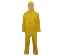vidaXL Waterproof Heavy-duty Rain Suit Yellow L with Hood & Bib Overalls - 2-Piece PVC Jacket & Trousers for Hiking, Fishing & Outdoor Activities