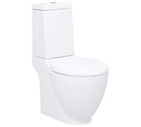 vidaXL WC Ceramic Toilet Bathroom Round Toilet Bottom Water Flow White UK NEW