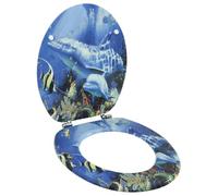 vidaXL WC Toilet Seat MDF Lid Dolphins