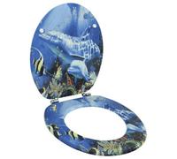 vidaXL Stunning Dolphin Design WC Toilet Seat with Adjustable Chrome-Zinc Alloy Hinges, Easy to Clean Durable MDF Material, Blue