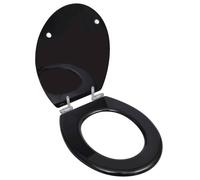 WC Toilet Seat MDF Soft Close Lid Simple Design Black