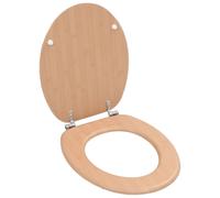 vidaXL MDF WC Toilet Seat - Brown Bamboo Design with Adjustable Chrome-Zinc Alloy Hinges, Easy to Install and Clean, Fit All Standard Toilet Bowls