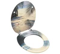 vidaXL WC Toilet Seat with Lid MDF Beach Design