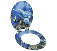 vidaXL WC Toilet Seat with Soft Close Lid MDF Dolphins Design Bathroom Bidet