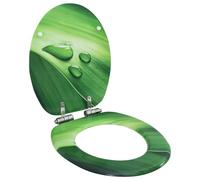 vidaXL WC Toilet Seat with Soft Close Lid - Green Water Drop MDF - Adjustable Chrome-Zinc Alloy Hinges, Quiet Bathroom Fixture