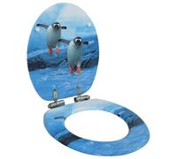 vidaXL WC Toilet Seat with Soft Close Lid MDF Penguin Design UK