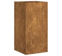 vidaXL weathering steel planter - 40x40x80 cm y square plant pot stand for garden patio balcony