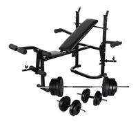 vidaXL Weight Bench with Weight Rack Barbell and Dumbbell Set 60.5kg Fitness