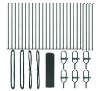 vidaXL Welded Wire Fence with 13 Flanged Poles Green 0.6X50m Durable Steel Plastic Coated for Outdoor Fence Installation Expandable Modular Supplies Set Garden