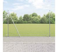 vidaXL Welded Wire Fence with 13 Flanged Posts 1.6x25 m Galvanised Steel
