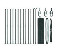 vidaXL Welded Wire Fence with 13 Posts Green 0.6X25m Steel for Outdoor Boundary Installation Panel Garden Fence Durable Contemporary Galvanized Metal