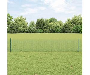 vidaXL Welded Wire Fence with Post 10 x 0.4 m PVC-Coated Steel Green
