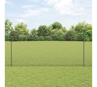 vidaXL Welded Wire Fence with Post 10 x 1.5 m PVC-Coated Steel Grey