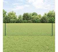 vidaXL Welded Wire Fence with Post 100 x 0.5 m PVC-Coated Steel Green