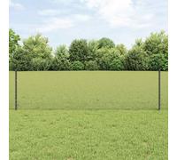 vidaXL Welded Wire Fence with Post 50 x 0.6 m PVC-Coated Steel Grey