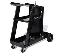 vidaXL Welding Cart Black Trolley with 3 Shelves Workshop Organiser Dollies