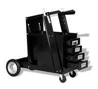 vidaXL Welding Cart with 4 Drawers Black Tool Storage Organisation Cabinet