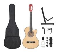 vidaXL Western Acoustic Cutaway Guitar Set 12 Piece with 6 Strings Entertainment Musical String Acoustic Adult Student Full Size Instrument 38"
