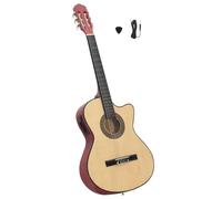 "vidaXL Western Classical Cutaway Guitar - Solid Basswood Body, 6 Strings and 4-Band EQ, With Accessory Cable"