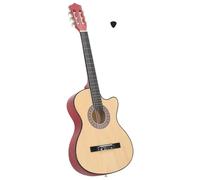 vidaXL Western Cutaway 38" Acoustic Guitar - Basewood Body, Nylon Strings, Excellent Sound Quality, Light Wood