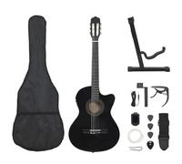 vidaXL Western Guitar Set 12 Pieces with Equalizer 6 Strings Western Guitar Concert Guitar String Instrument Musical Instrument Black