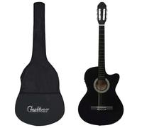 vidaXL Western Guitar Set 12 Pieces with Equalizer 6 Strings Western Guitar Concert Guitar String Instrument Musical Instrument Black
