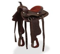 vidaXL Western Saddle Headstall&Breast Collar Real Leather 13" Brown Horse Pad