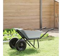 vidaXL Wheelbarrow Silver and Black 137 x 60 x 65.5 cm Steel