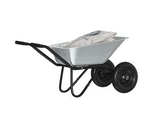 vidaXL Wheelbarrow Silver and Black 137 x 60 x 65.5 cm Steel, Garden Workhorse, Heavy-Duty Construction, Durable Gardening Tools Cart, Efficient Soil Transport, Outdoor Wheelbarrow