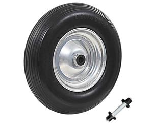 vidaXL Wheelbarrow Wheel with Axle Solid PU 4.00-8 390mm Trolley Dolly Tyre vida