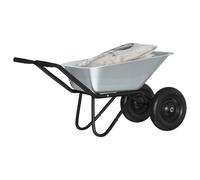 vidaXL Wheelbarrows Silver and Black, 137 x 60 x 65.5 cm, Steel, Garden Trolley, Robust Tools, Effective Transport of Earth, Ideal for Outdoor Use