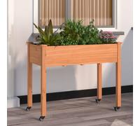 vidaXL Wheeled Planter with Liner Brown 118x59x80 cm Solid Wood Fir