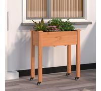 vidaXL Wheeled Planter with Liner Brown 71x37x80 cm Solid Wood Fir