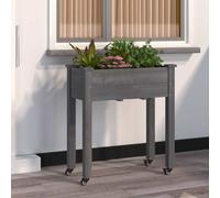 vidaXL Wheeled Planter with Liner Grey 71x37x80 cm Solid Wood Fir