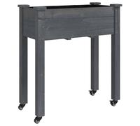 vidaXL Wheeled Planter with Liner Grey 71x37x80 cm Solid Wood Fir