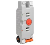 vidaXL Durable Wheeled Water Tank for Camping - Portable 75 L Grey HDPE Water Storage Container with Level Indicator, Exhaust Valve, & Rotating Emptying Spout.