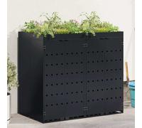 vidaXL Wheelie Bin Storage for 2 Bins Black 136 x 77.5 x 121.5 cm