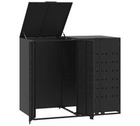 vidaXL Wheelie Bin Storage for 2 Bins Garden Store Trash Cover Black Steel