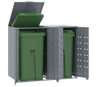 vidaXL Wheelie Bin Storage for 2 Bins Grey 138x79x117 cm Steel UK