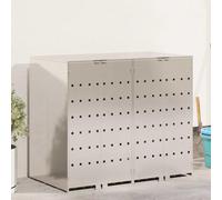 vidaXL Wheelie Bin Storage for 2 Bins Silver 136 x 77.5 x 115.5 cm