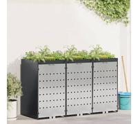 Wheelie Bin Storage Anthracite Steel 204x77.5x121.5cm Expandable Ventilated Roof
