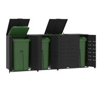 vidaXL Wheelie Bin Storage for 4 Bins Garden Store Trash Cover Black Steel