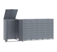 vidaXL Wheelie Bin Storage for 4 Bins Grey 276x79x117 cm Steel