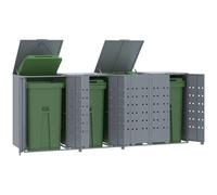 vidaXL Wheelie Bin Storage for 4 Bins Grey 276x79x117 cm Steel
