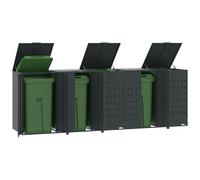 vidaXL Wheelie Bin Storage for 5 Bins Rubbish Trash Cover Anthracite Steel