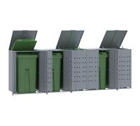 vidaXL Wheelie Bin Storage for 5 Bins Garden Store Trash Cover Grey Steel